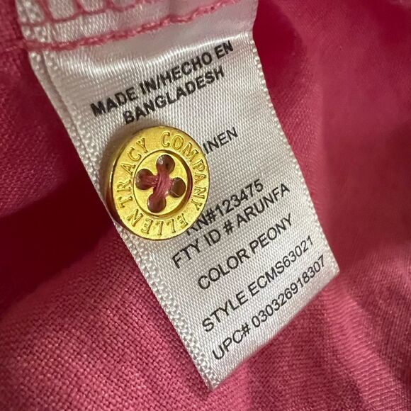 Company Ellen Tracy size M peony color linen half zip blouse - Picture 4 of 8